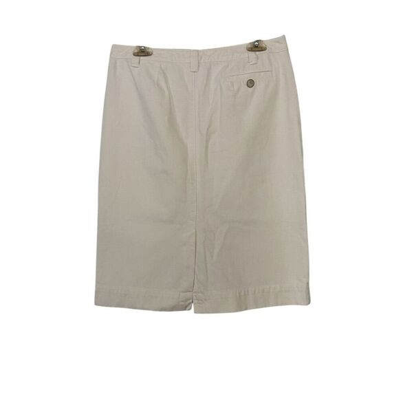 Eddie Bauer Denim Skirt Off White Button Fly Knee Length Skirt Size 6 - Picture 2 of 12